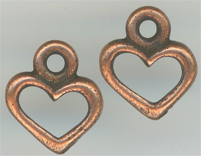 94-2095-18  Tierracast  Open Heart Charm Antique Copper (pkg 1)Height: 9.5mm Width: 8.25mm Loop ID: 1.25mm