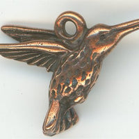 94-2120-18  Tierracast  Hummingbird Charm Antique Copper (pkg 1) Height: 14.25mm Width: 19.25mm Loop ID: 1.25mm