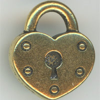 94-2290-26  Tierracast  Heart Lock Antique Gold (pkg 1) Height: 16.25mm Width: 14mm Loop ID: 3.75mm