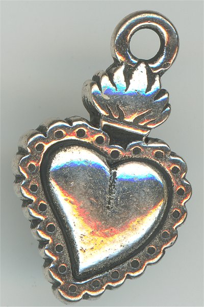 94-2322-12  Tierracast  Sacred Heart Charm Antique Silver (pkg 1) Height: 21.5mm Width: 13mm Loop ID: 2mm