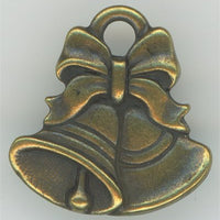 94-2349-27  Tierracast  Christmas Bells Charm Antique Brass (pkg 1) Height: 16.5mm Width: 16mm Loop ID: 2.25mm