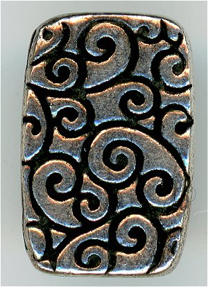 94-5670-12 -  Tierracast Rectangle Scroll Bead Antique Silver (pkg 2)