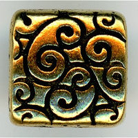 94-5673-26 -  Tierracast Square Scroll Bead Antique Gold (pkg 2)