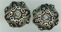 b-017 -  <B> 11mm Dotted Bead Cap - Antique Silver </B> (2)