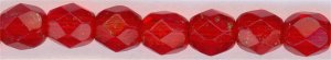 fp4-137 4mm Fire Polish  Marble Gold Siam Ruby (50)