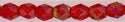 fp4-437 4mm Fire Polish  Marbled Gold Siam Ruby (50)