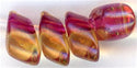 lma-0363 - 4x7mm Long Magatama - Light Cranberry Lined Topaz Luster (3 inch tube)
