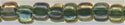tr8-1815       Miyuki Size 8 Triangle -  Olive Lined Topaz AB