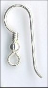 90-1180-30 Sterling Silver Earwire bead and coil (pkg 2)