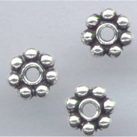 93-0408-12 Antique Silver 4mm Beaded Spacer (pkg 50)