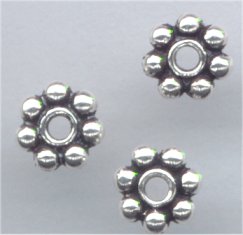 93-0408-12 Antique Silver 4mm Beaded Spacer (pkg 50)