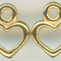 94-2095-25  Tierracast  Open Heart Charm Gold (pkg 5) Height: 9.5mm Width: 8.25mm Loop ID: 1.25mm