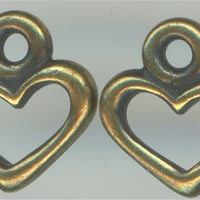 94-2095-27  Tierracast  Open Heart Charm Brass (pkg 5) Height: 9.5mm Width: 8.25mm Loop ID: 1.25mm