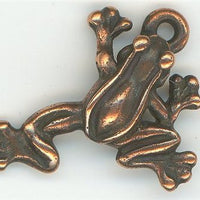 94-2123-18  Tierracast  Leap Frog Charm Antique Copper (pkg 1) Height: 19.5mm Width: 14.75mm Loop ID: 1.25mm