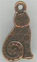 94-2164-18  Tierracast  Spiral Cat Charm Antique Copper (pkg 1) Height: 19.25mm Width: 10.5mm Loop ID: 1.25mm