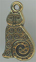 94-2164-26  Tierracast  Spiral Cat Charm Antique Gold (pkg 1) Height: 19.25mm Width: 10.5mm Loop ID: 1.25mm