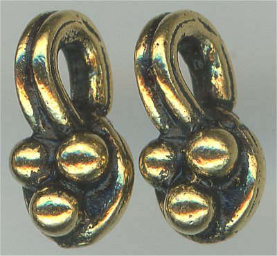 94-2165-26  Tierracast  Spiral and Drop Bead Charm Antique Gold (pkg 5)
