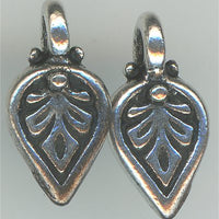 94-2169-12  Tierracast  Palmette Charm Antique Silver (pkg 5) Height: 11.75mm Width: 5.75mm Loop ID: 1.25mm