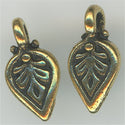 94-2169-26  Tierracast  Palmette Charm Antique Gold (pkg 2) Height: 11.75mm Width: 5.75mm Loop ID: 1.25mm