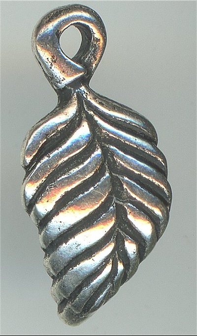 94-2178-12  Tierracast Birch Leaf Drop Charm Antique Silver (pkg 5)