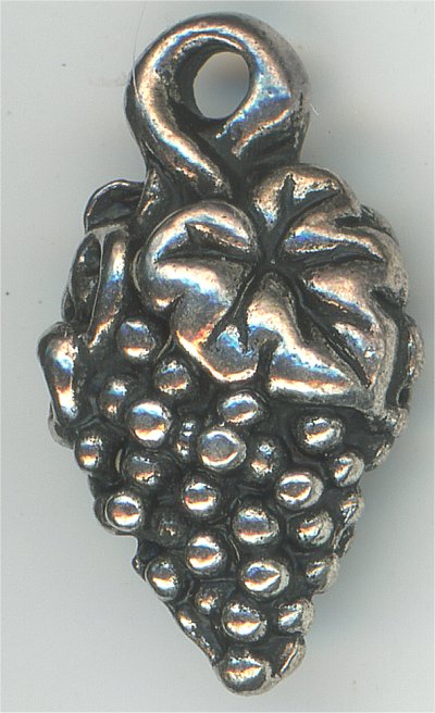 94-2188-12  Tierracast  Grapes Charm Antique Silver (pkg 1) Height: 14.75mm Width: 8mm Loop ID: 1.25mm