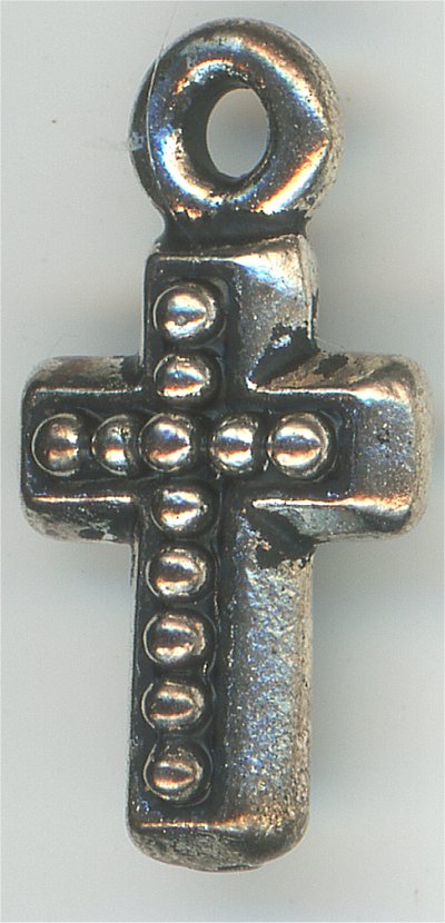 94-2195-12  Tierracast  Beaded Cross Antique Silver (pkg 1) Height: 15mm Width: 7.5mm Loop ID: 1.25mm