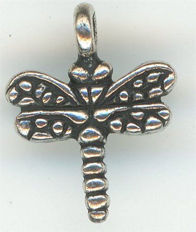 94-2208-12  Tierracast  Dragonfly Charm Antique Silver (pkg 1) Height: 15mm Width: 11.75mm Loop ID: 1.25mm