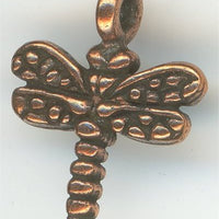 94-2208-18  Tierracast  Dragonfly Charm Antique Copper (pkg 1) Height: 15mm Width: 11.75mm Loop ID: 1.25mm