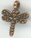 94-2208-18  Tierracast  Dragonfly Charm Antique Copper (pkg 1) Height: 15mm Width: 11.75mm Loop ID: 1.25mm