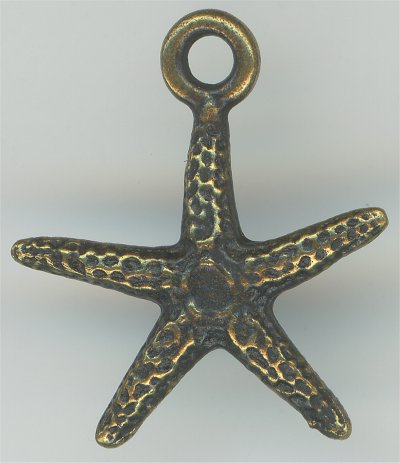 94-2232-27  Tierracast  Sea Star Charm Brass (pkg 1) Height: 20mm Width: 18.5mm Loop ID: 1mm