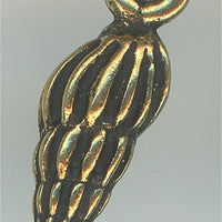 94-2234-26  Tierracast  Spindle Shell Charm Antique Gold (pkg 1) Height: 14.5mm Width: 4.75mm Loop ID: 1.25mm