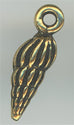 94-2234-26  Tierracast  Spindle Shell Charm Antique Gold (pkg 1) Height: 14.5mm Width: 4.75mm Loop ID: 1.25mm