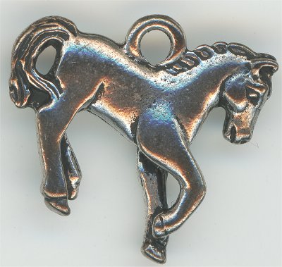 94-2272-12  Tierracast  Horse Charm Antique Silver (pkg 1) Height: 18mm Width: 19.5mm Loop ID: 2.25mm
