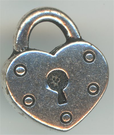 94-2290-12  Tierracast  Heart Lock Charm Antique Silver (pkg 1) Height: 16.25mm Width: 14mm Loop ID: 3.75mm