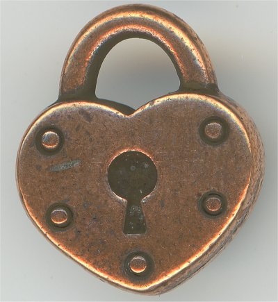 94-2290-18  Tierracast  Heart Lock Antique Copper (pkg 1) Height: 16.25mm Width: 14mm Loop ID: 3.75mm