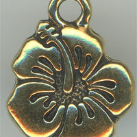 94-2307-26  Tierracast  Hibiscus Flower Charm Antique Gold (pkg 1) Height: 17.75mm Width: 14.25mm Loop ID: 2.25mm