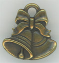 94-2349-27  Tierracast  Christmas Bells Charm Antique Brass (pkg 1) Height: 16.5mm Width: 16mm Loop ID: 2.25mm