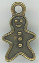 94-2354-27  Tierracast  Gingerbread Man Charm Antique Brass (pkg 1) Height: 19.25mm Width: 11mm Loop ID: 2.25mm
