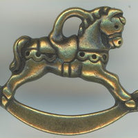 94-2356-27  Tierracast  Rocking Horse Charm Antique Brass (pkg 1) Height: 16.25mm Width: 22mm Loop ID: 1.75mm