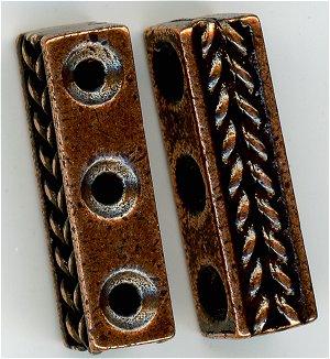 94-3048-18 - Tierracast Braided Bar 3-Hole Link Antique Copper (pkg 2)