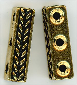 94-3048-26  -  Tierracast Braided Bar 3-hole Link Antique Gold (pkg 2)