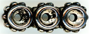 94-3050-12 - Tierracast Beaded 3-hole Link Antique Silver(pkg 2)