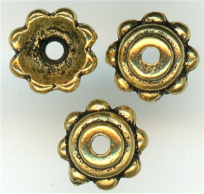 94-5571-26 - Tierracast <B>5mm Beaded Bead Cap - Antique Gold </B> (10)