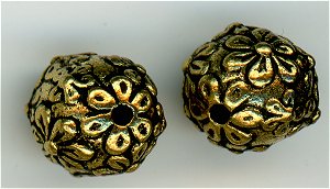 94-5601-26 -  Tierracast Floral Round Bead Antique Gold (pkg 5)
