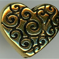 94-5672-26 -  Tierracast Heart Scroll Bead Antique Gold (pkg 2)