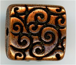 94-5673-18 -  Tierracast Square Scroll Bead Antique Copper (pkg 2)