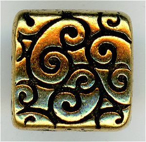 94-5673-26 -  Tierracast Square Scroll Bead Antique Gold (pkg 2)