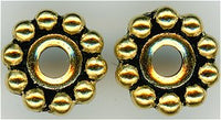 94-5690-26  -  Tierracast 10mm Large Hole Beaded Spacer Antique Gold (pkg 4)