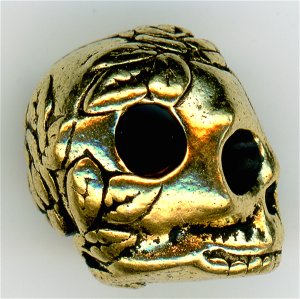 94-5715-26 -  Tierracast Skull Head Bead Antique Gold (pkg 2)
