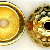 94-5735-25 - Tierracast <B>Hammertone Dome Bead Cap - Bright Gold </B> (2)